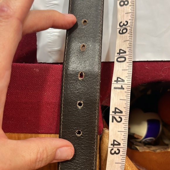 Lejon men’s 42 BROWN GLAZED ANILINE steerhide BELT fits 39-43” vtg BRASS BUCKLE - Picture 7 of 12